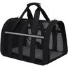 Cat Carrier, Soft Cat Carrier with Sided Zipper and Padded Shoulder Strap, Collapsible Pets Travel Carriers, Mesh Designed, Portable Carry Bag Black