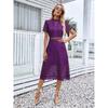 BITCED Fashion Solid Color Print O-Neck Short Sleeve  Casual Dresses