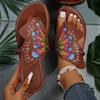 Stylish Women's Butterfly Print Slide Sandals | Faux Cover Upper & Rubber Sole | Versatile All-Season Footwear | Fashionable Clip Toe, Slip-On Flats