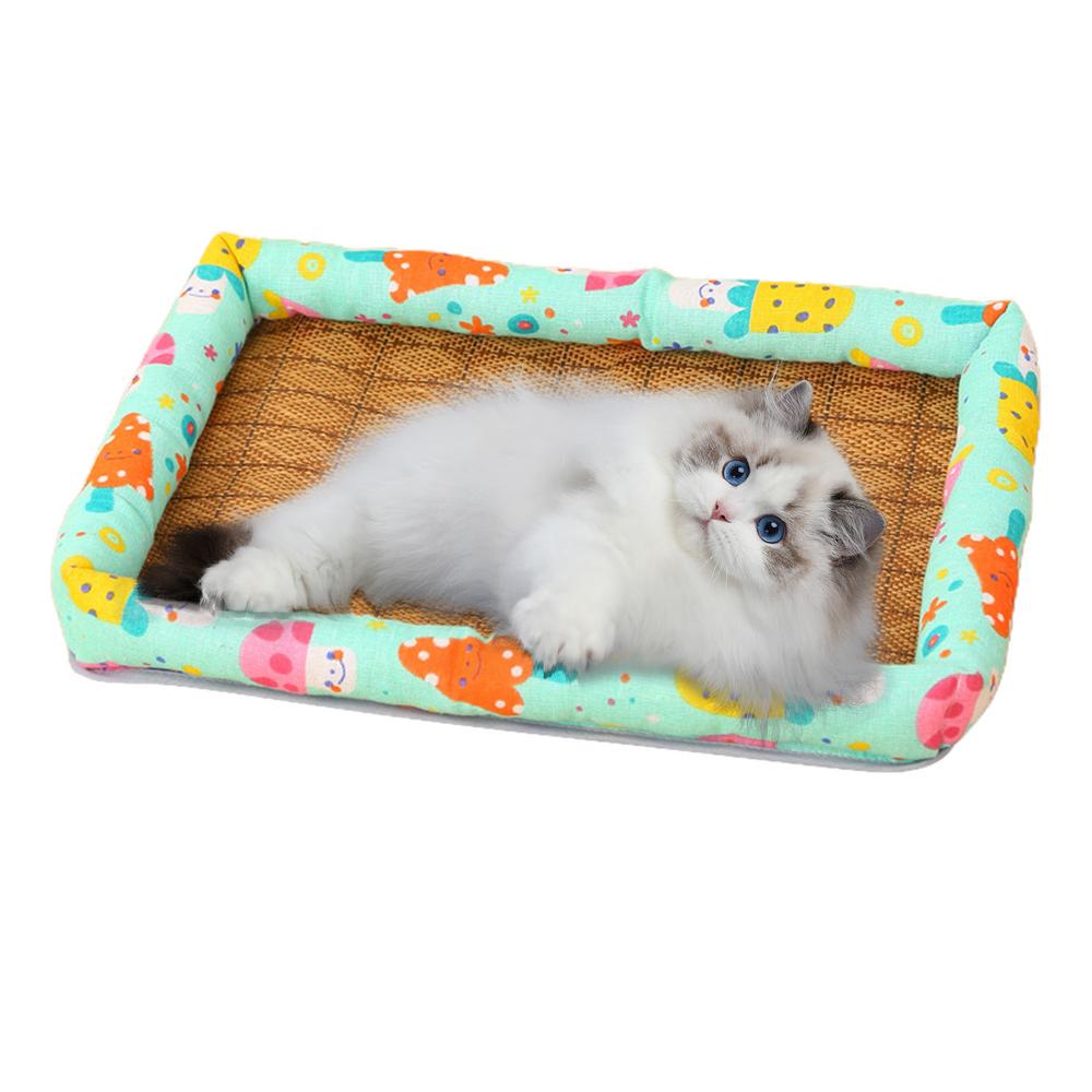 Pet Cooling Mat Portable Cat Ice Pad Breathable Cat Rattan Mat Dogs Beds & Furniture For Floor Sofa