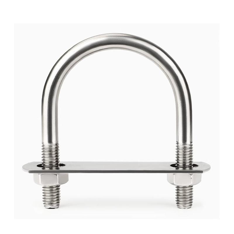 M6 M8 304 Stainless Steel U Type Bolts with Plate Nuts Round U Shape Pipe Clamp Clip U Type Tube Holder Fixed Buckle 2mm Plate