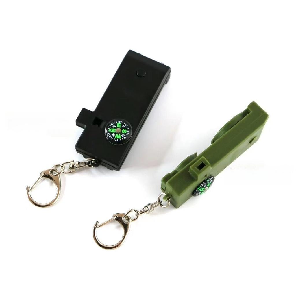 1 Stück Outdoor Bergsteigen Notpfeife, Multifunktionale 5-in-1 Überlebenspfeife mit Kompass, Lupe und Taschenlampenfunktionen
