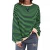 Haut Décontracté Tendance pour Femmes à Imprimé Rayé Col Rond Patchwork Ample Manches Longues Sweat-shirt Stylidh Tendance Léger Doux Chemise à Manches Longues