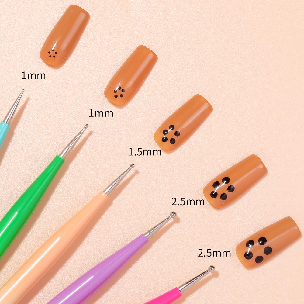 YIKOOLIN 5PCS Dual-Head Nail Art Silicone Brush Dotting Pen Set Nail Art Dotting Painting Tips Manicure Tools Brush Pen Art