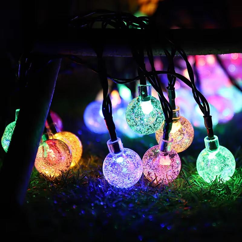 Battery Powered String Lights Outdoor LED Crystal Globe Light with 8 Modes Waterproof RGB Patio Light for Garden Party Christmas