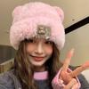 Warm Winter Plush Bear Hat Thick Beanies Caps Fashion Y2K Bear Ear Hat  Women