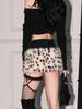 2026 Women's Leopard Print Low-Waist A-Line Mini Skirt – Spicy American Style, Plush, Anti-Exposure, Hip-Hugging