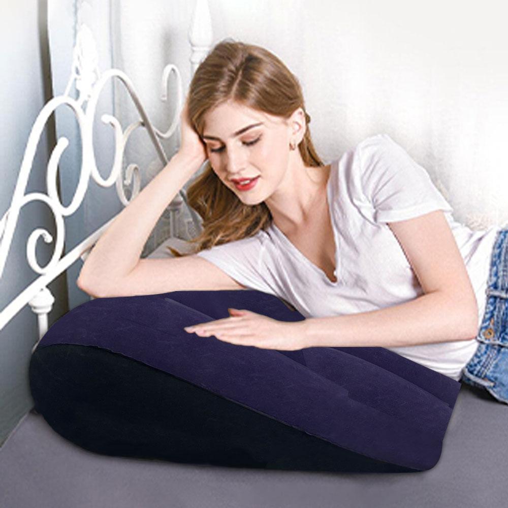 1Pc Inflatable Triangle Pillow Multi-Purpose Lumbar Leg Back Support Comfortable Flocking Surface Pillow Gift