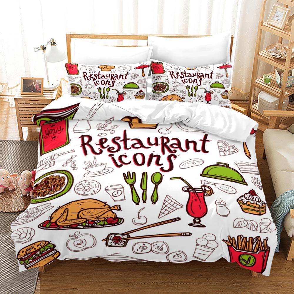 Hip-hop Sängkläder Set Vit Enkel Stil Mjuk Tvättbar Bekväm Påslakanset King Queen Twin Singel Storlek Sovrumsdekoration