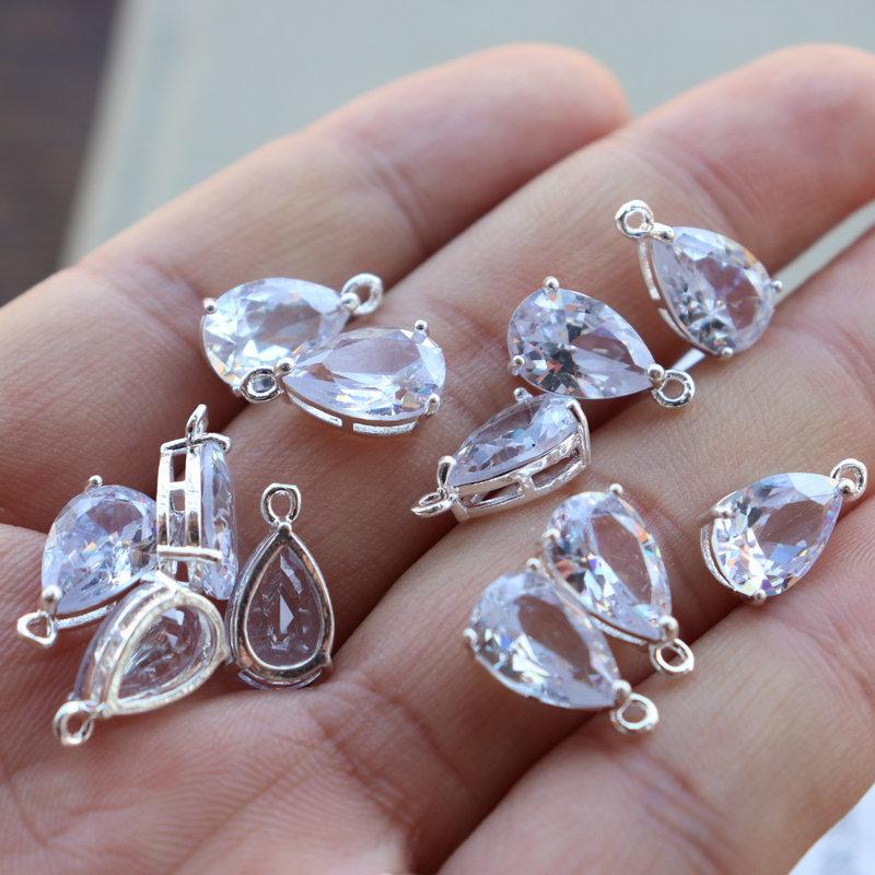 1PC Copper Zircon Water Drop Crystal Zircon Pendant for DIY Jewelry Accessories