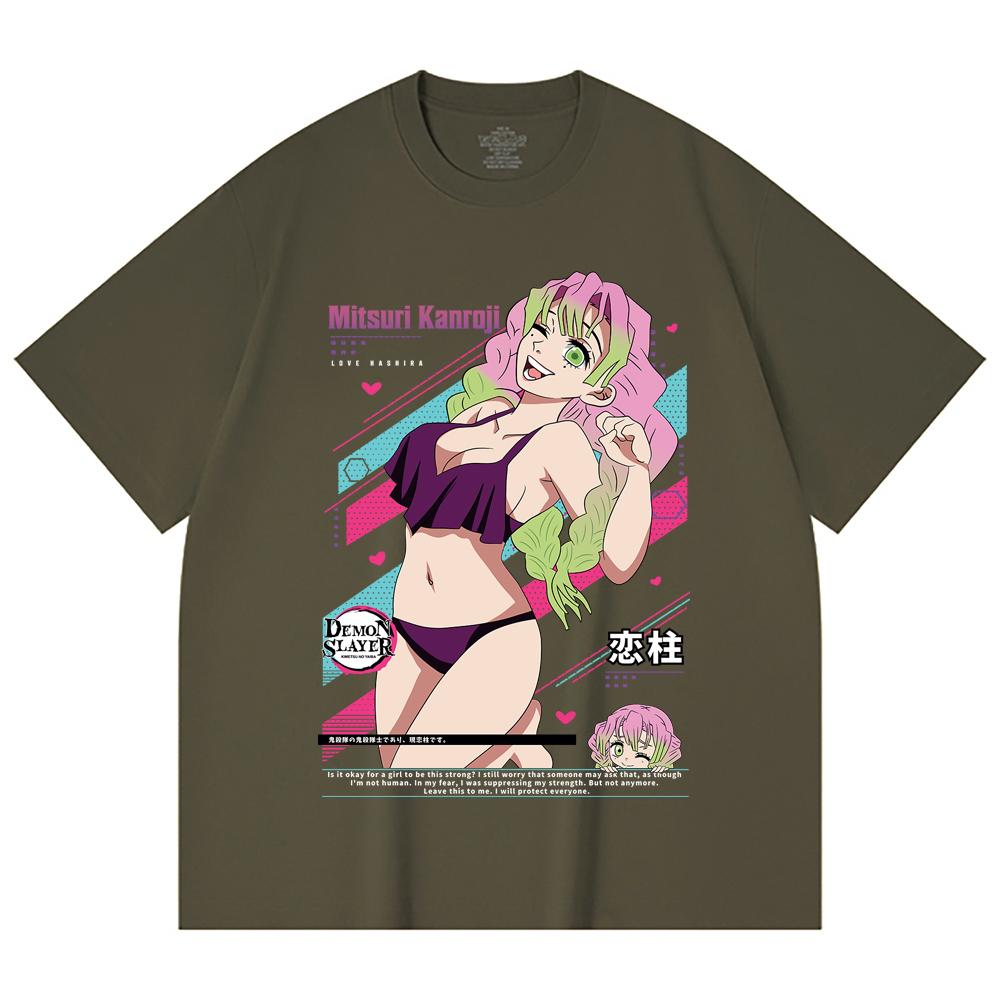 230 Gsm 100% Cotton Demon Slayer V52 Mitsuri Waifu Print Unisex Heavy Cotton T Shirt