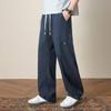 Spring and Summer New European and American Japanese Tencel Black and Blue Scimitar Loose Straight Boy Casual Pants Men's Hong Kong Pants