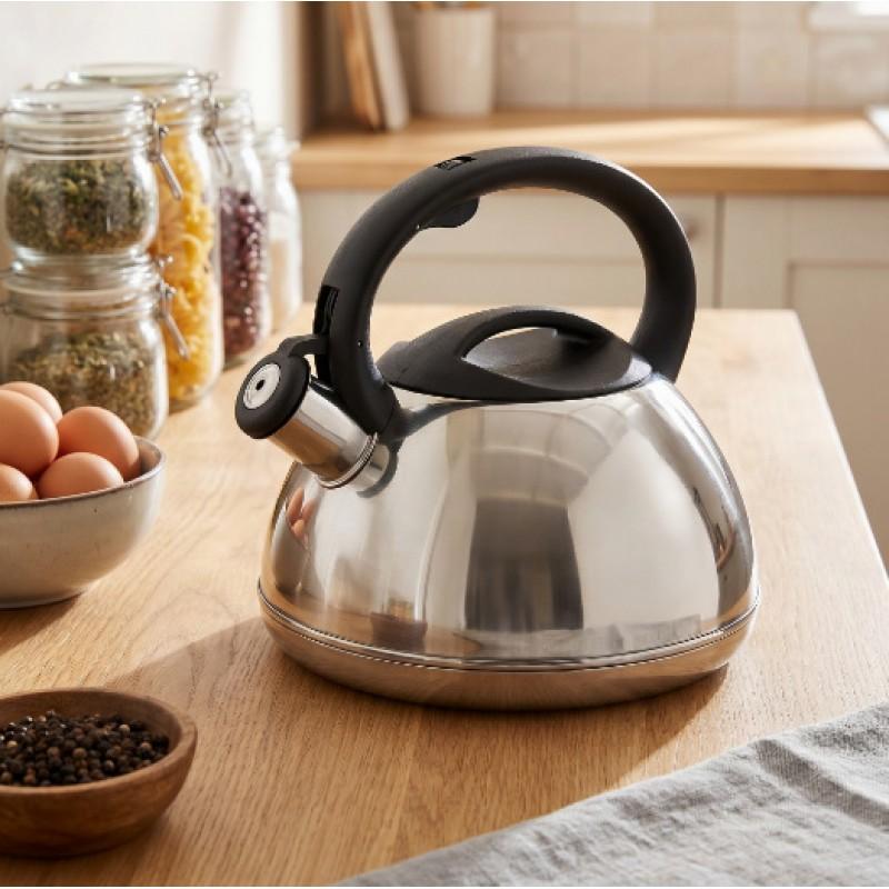 3L Stainless Steel Whistling Kettle Stove Induction Cooktop Modern Minimalist Design Food-Grade 201 Non-Electric