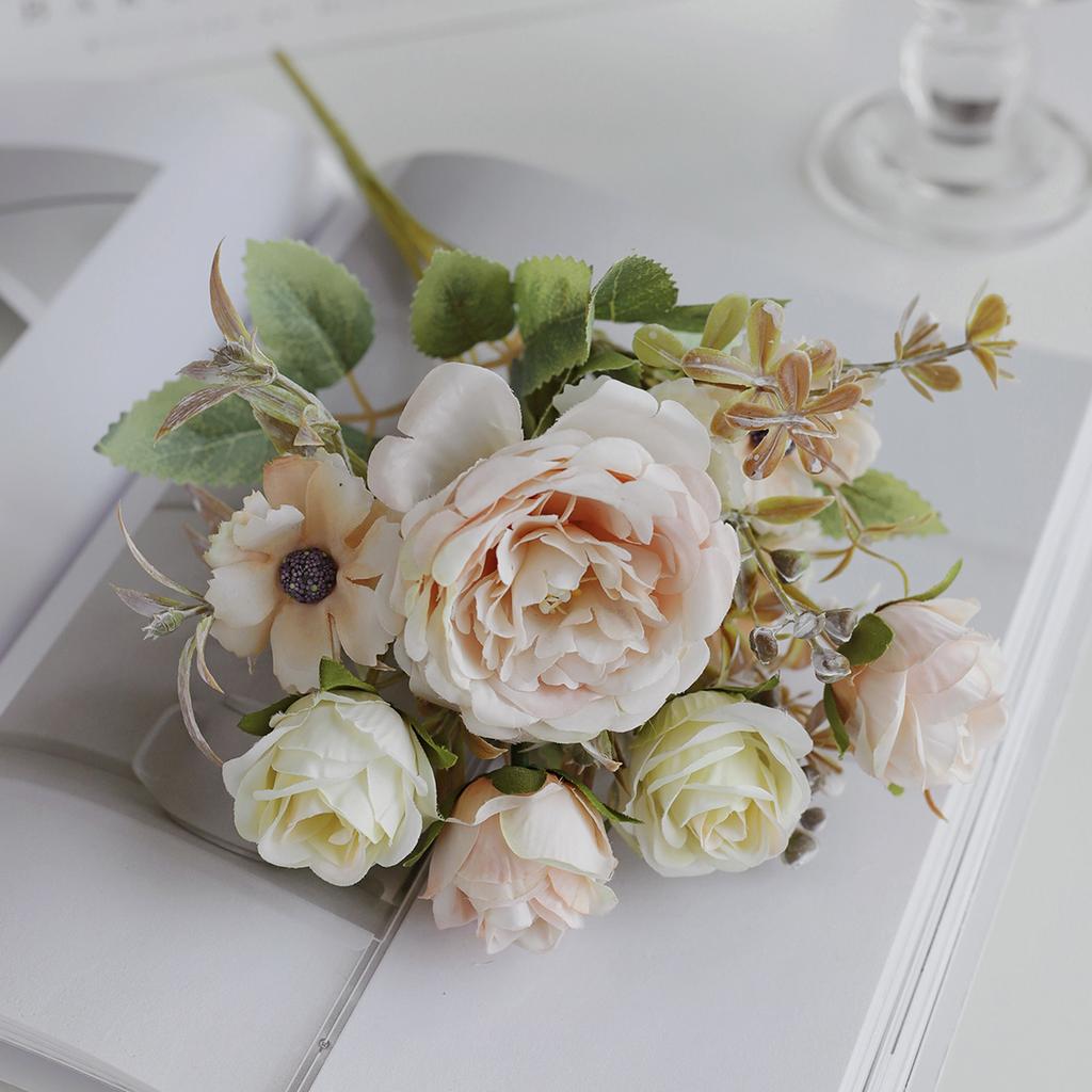 1/2PCS Artificial Roses Flowers Wedding Home Bedroom Decor Bridal Bouquets Garden Fake Silk Peony Hydrangeas Vase Board Outdoors