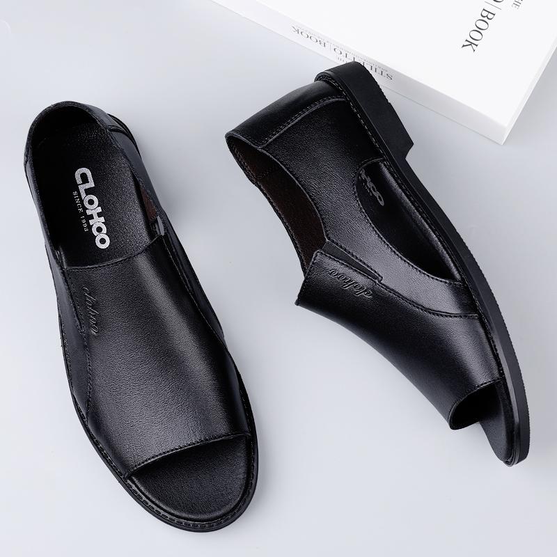 Fashion Genuine Leather Sandals for Men Handmade Sewing Summer Flats Luxury Designer Casual Beach Shoes Breathable Outdoor Mens Sandals