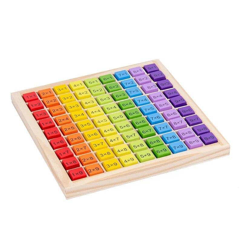 Montessori Wooden Math Toys Playsetss 99 Multiplication Table Math Arithmetic Teaching Aids for Kids Learning Educational Counting and Learning Fun