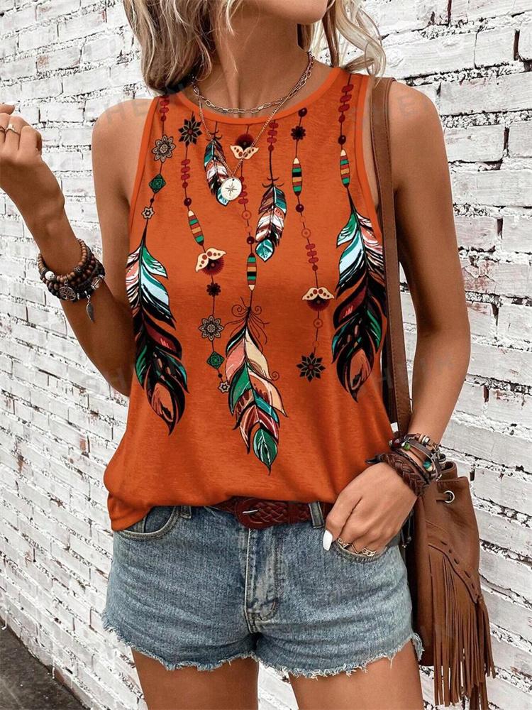 Outdoor Street Fashion Women's Sleeveless T-shirt Summer Casual Daily Crew Neck Tank Top Leopard Print Women's Elegant Tank Top