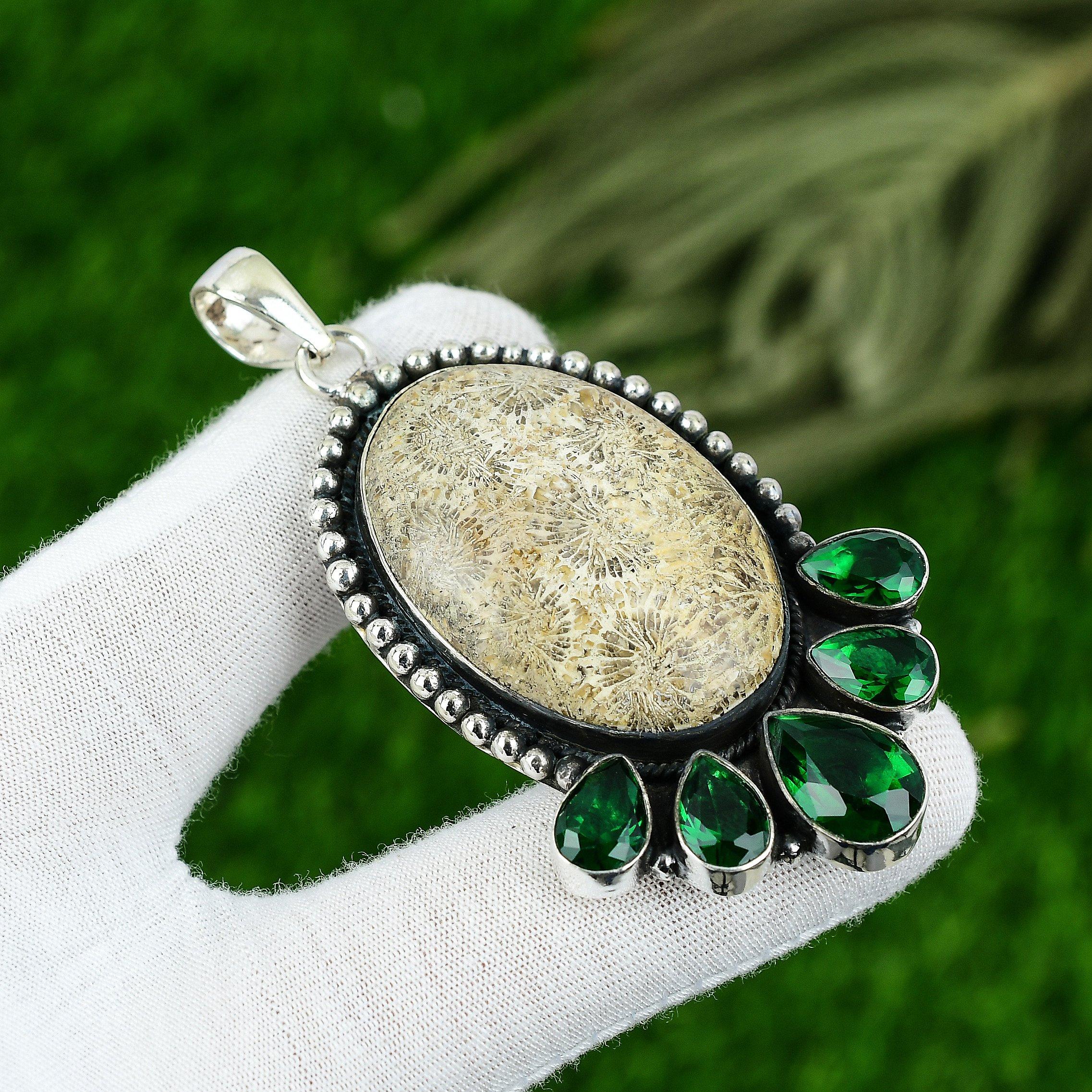 

Подвеска из натурального ископаемого коралла, драгоценного камня, ювелирное изделие из стерлингового серебра 925 пробы для девочек