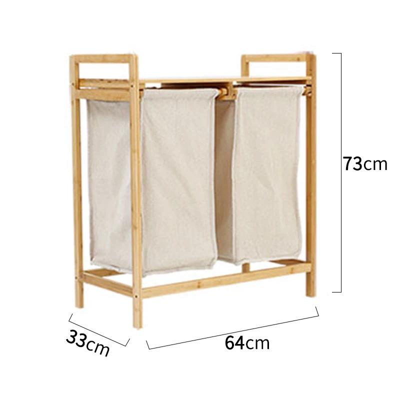 Для бамбуковой двухъярусной стойки для хранения, органайзера для классификации домашней одежды, корзины для размещения грязного белья в ванной комнате с