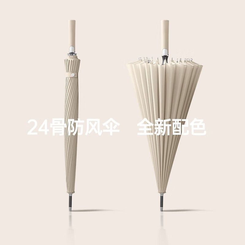 MAYDU 24 Bone Double Automatic Umbrella with Long Handle, Storm resistant, Large Clear Umbrella for Men's Business