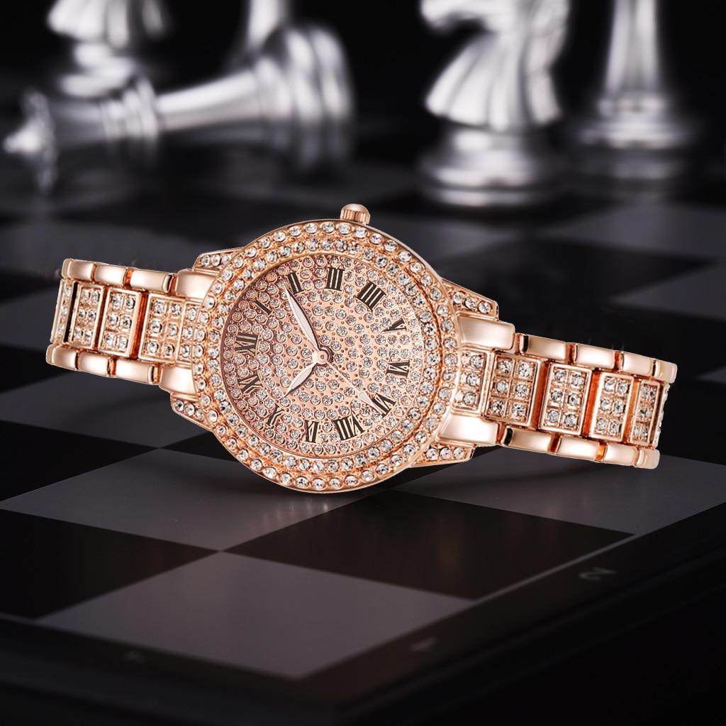 Diamant Frauen Uhren Gold Uhr Damen Armbanduhren Luxus Marke Strass frauen Armband Uhren Weibliche Quarzuhr
