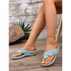 Women's Fashion Slip-On Flip Flops, Floral Decor Flat Sandals, Comfort PU Sole Casual Shoes for All Seasons