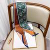 Design Print Skinny Scarf Plaid Horse Hairband Scarves Women Narrow Silk Scarfs Bag Ribbons Luxury  Wrist Towel Foulard