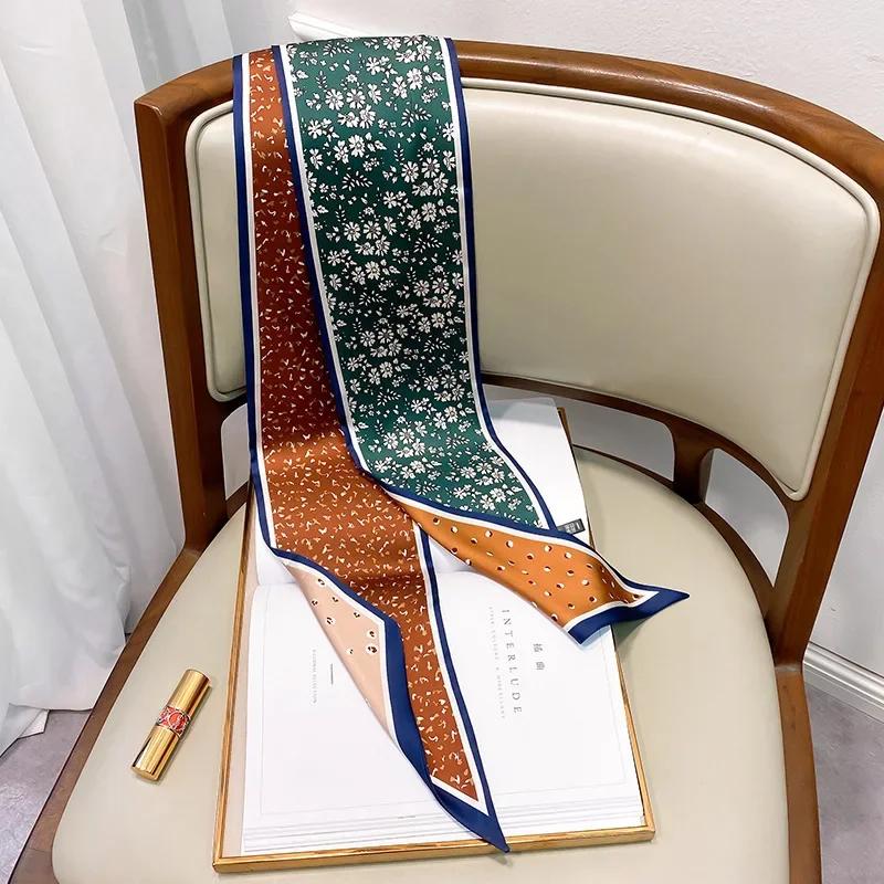Design Print Skinny Scarf Plaid Horse Hairband Scarves Women Narrow Silk Scarfs Bag Ribbons Luxury Wrist Towel Foulard