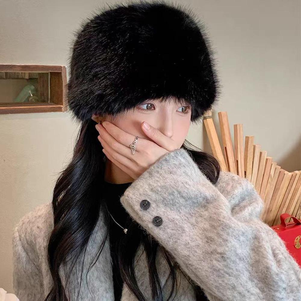 Warm Panama Cap Windproof Plush Fisherman Hat New Mongolian Cap  Women