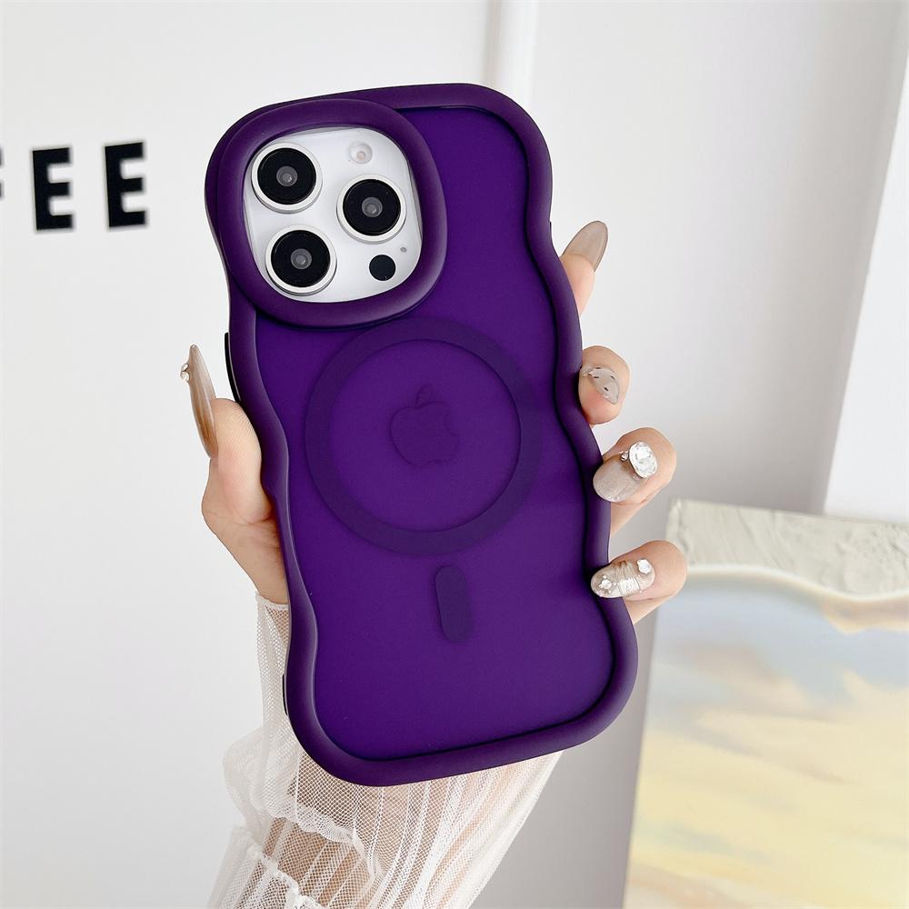 For Magsafe Matte Curly Wave Phone Case For iPhone 16 12 13 14 15 Pro Max Luxury Magnetic Wireless Charging Frosted Back Cover