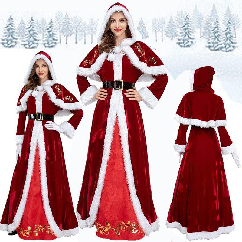 Elegant Deluxe Mrs. Santa Costume For Adults In Luxurious Soft Corduroy Fabric