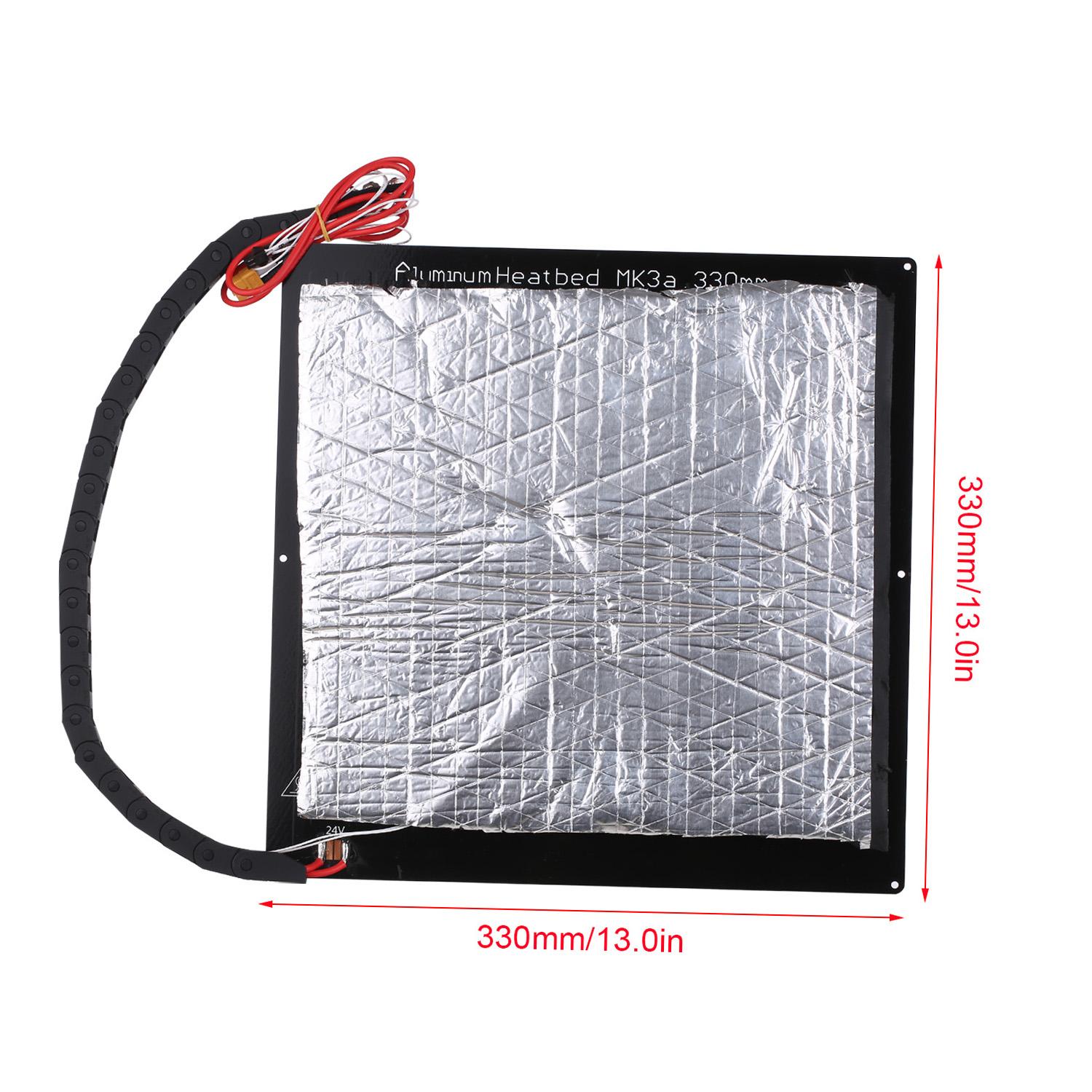 

MK3 Heated Build Plate with Aluminum Hotbed 24V Upgrade Heating 330x330x3mm for X5SACelsiusX5SAPRO 3D Printer with Cotton and Wire