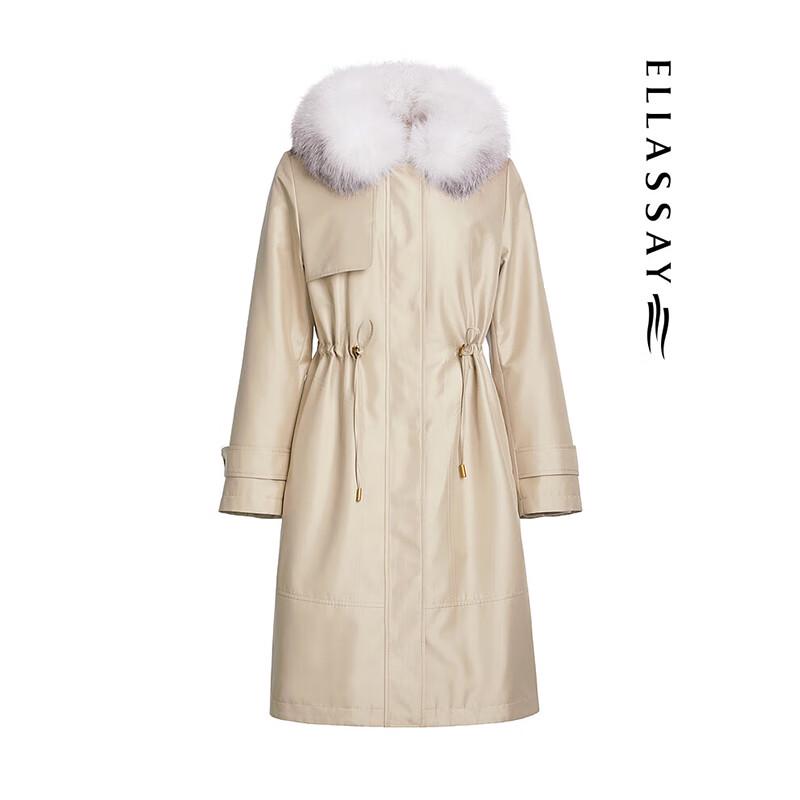 ELLASSAY Women's Autumn/Winter Snow Fox Fur Collar Goose Down Jacket EWW344L04100