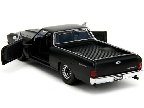 JADA TOYS 1/32 Scale Fast & Furious Chevrolet El Camino 1967 Matte Black F&F10 Chevy El Camino Diecast Model Car [Parallel Import]