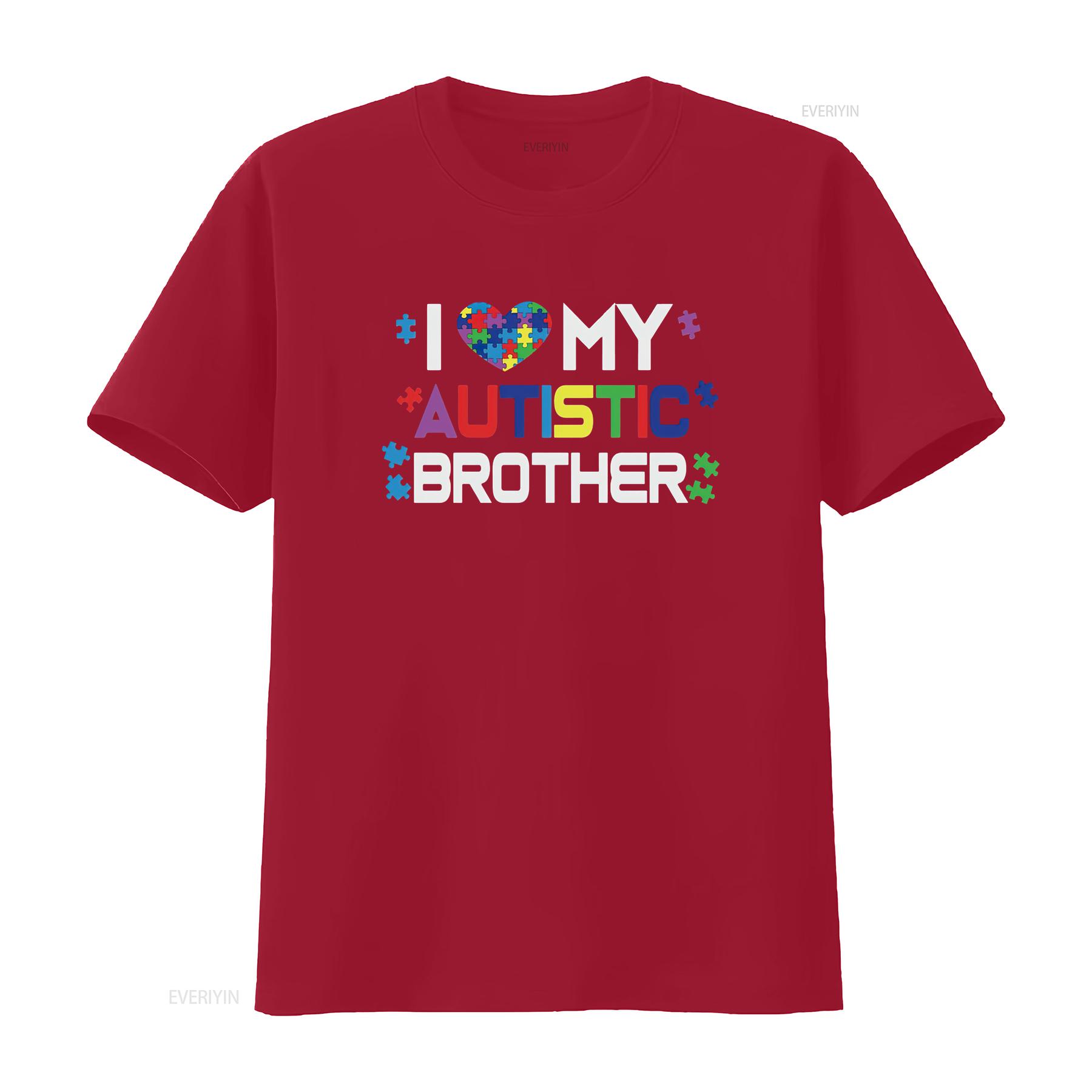 Womens Autism Awareness I Love My Autistic Brother Support  T Shirt Black vintage Washed Versatile Slightly graphic Breathable S