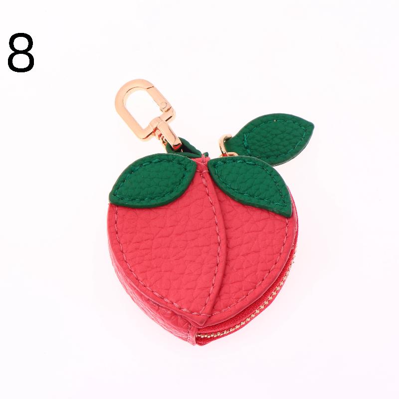 Mini Cherry Fruit Shape Coin Purse Strawberry Cute Pu Leather Pendant Korean Style Keychain Earphone Bag Mini Storage Bag