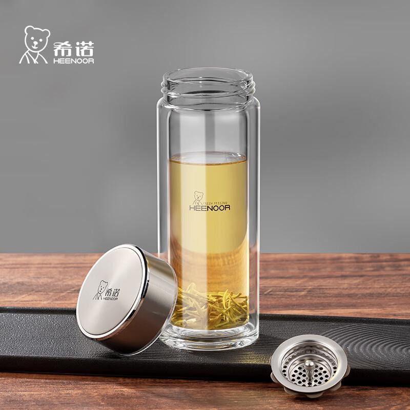 HEENOOR Double-Layer Glass Tea Infuser Bottle