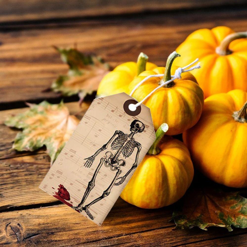 12pcs Single Side Halloween Packing Tags Vintage Pendant Tag Halloween Paper Hanging Tag Home