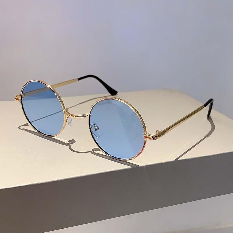 Vintage Round Sunglasses for Women Metal Frame Korean Style Shades