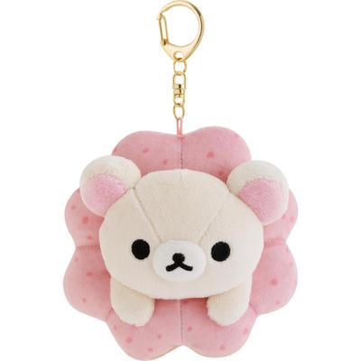 San-X Rilakkuma "Rilakkuma X Mister Donut" Hanging Plush Toy, Korilakkuma (Pon De Strawberry), MV26801, H100 X W100 X D100mm