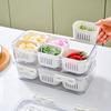 Multifunction Fridge Organizer Storage Box with Draining Baskets, Fridge Storage Boxes Containers Transparent PET with Lids