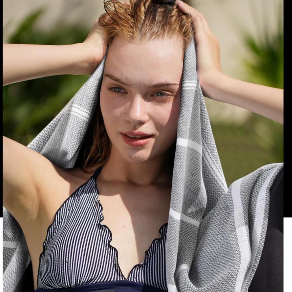Extra-Large Sand-Free Turkish Beach Towel for Travel, Pool, and Bath