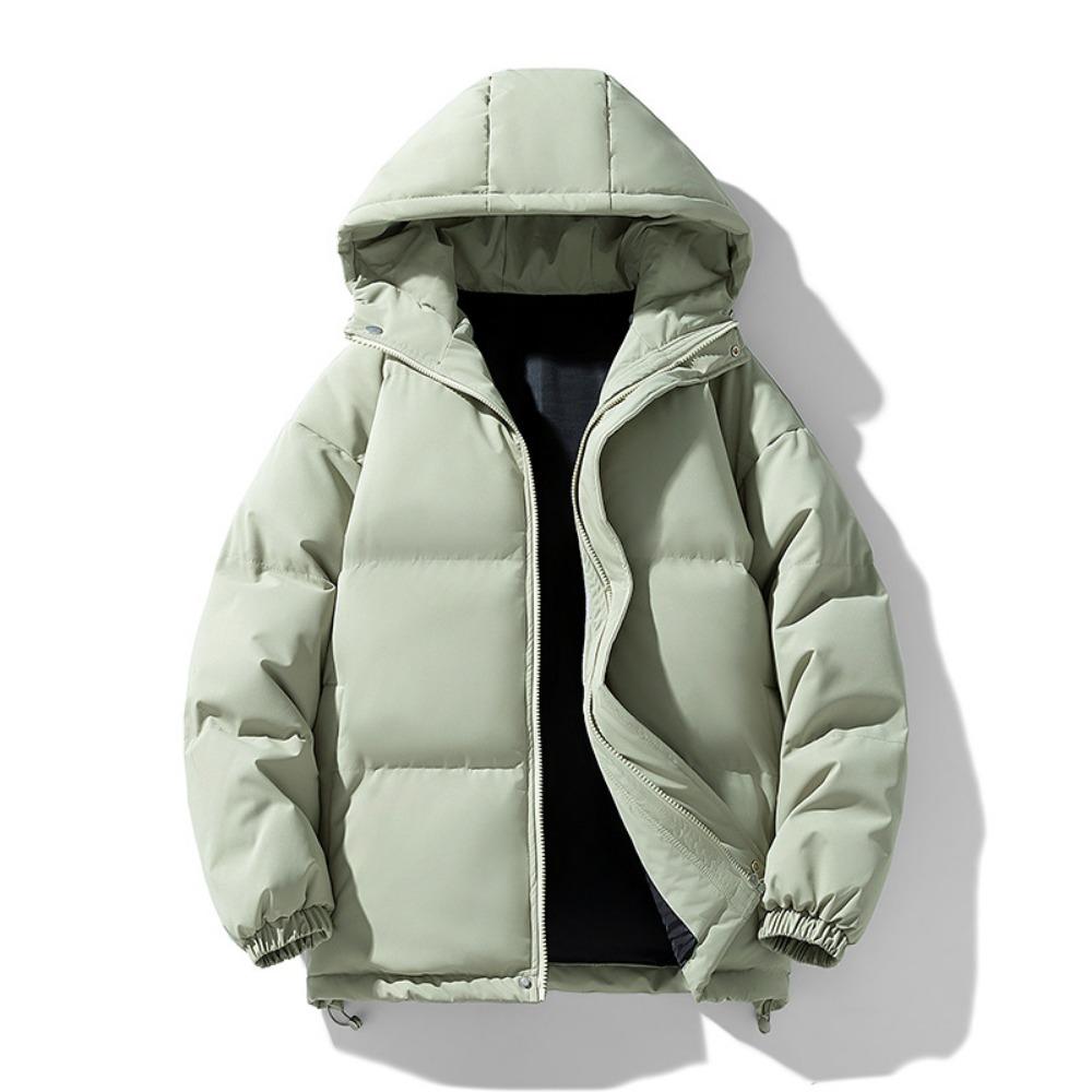 New solid color large size hooded cotton-padded jacket for men's loose sports trend student cotton-padded jacket