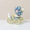 Enamel Blue Sakura Rabbit Carriage Jewelry Box Wedding Ring Gift Case