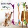 Retractable Cat Toy: Feather Teasing Wand with Elastic Rope, Catnip, Bell, Self-Entertainment, Bite-Resistant - Perfect for Boredom Relief.