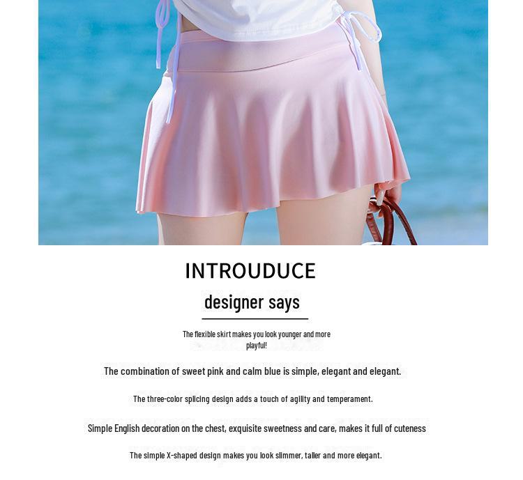 Women's 2025 Fashion Slimming Sports Swimsuit - Belly-Covering, Conservative Skirt Style