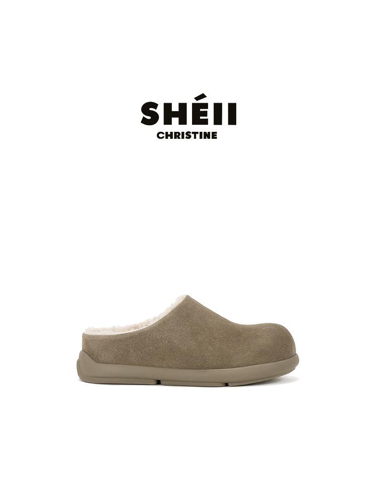 [FanGui] Wool small potatoes~ Baotou inner height increase Birkenstock fluffy slippers women's loafers cotton shoes