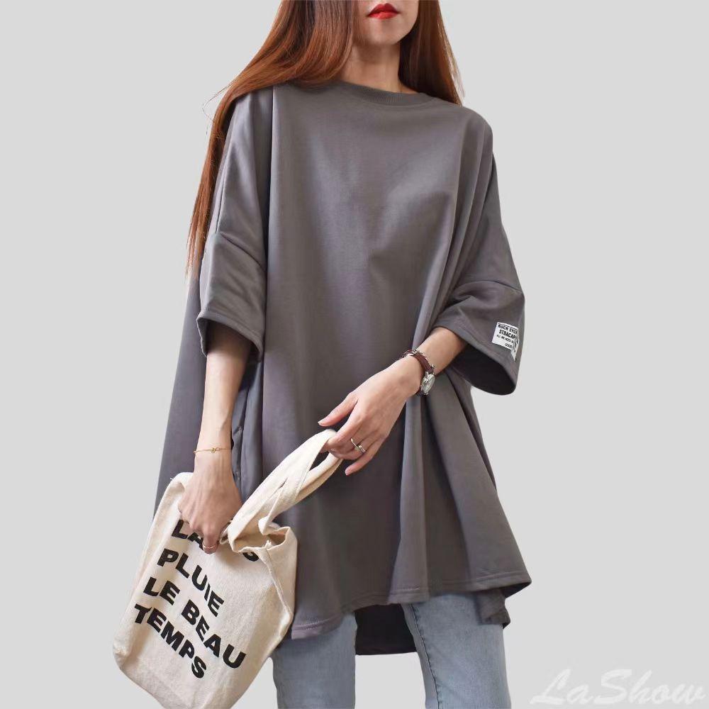 2023 Oversized Mid-Length Women's T-Shirt - Short Sleeve, Loose Fit, European Style