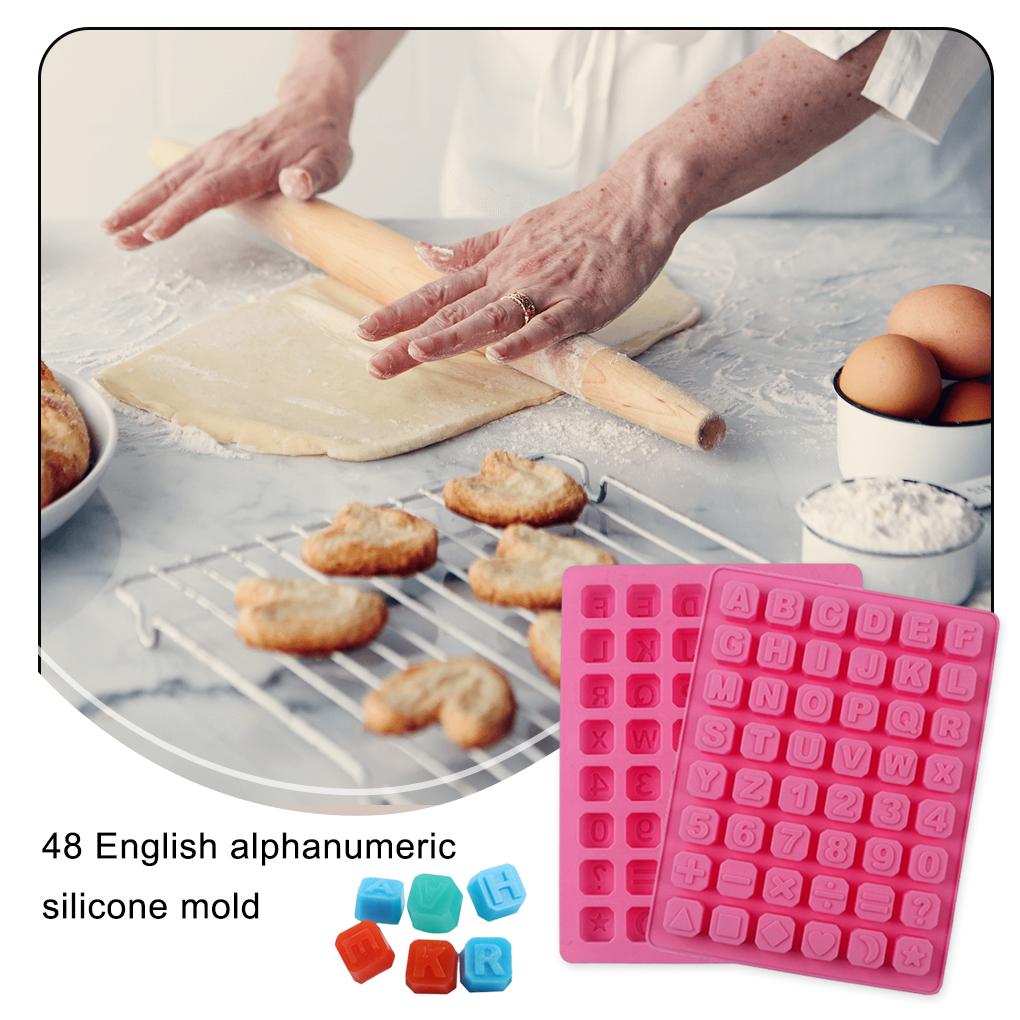 48 Cavities Silicone Mold Letter Figure Party Hotel Cafe Chocolate Pudding Mould Homemade Fondant Dessert Baking
