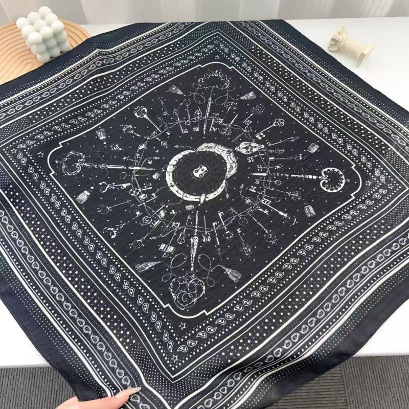 Korean Style Retro Cashew Print Silk Square Scarf - Versatile High-End Accessory 68cm by 68cm